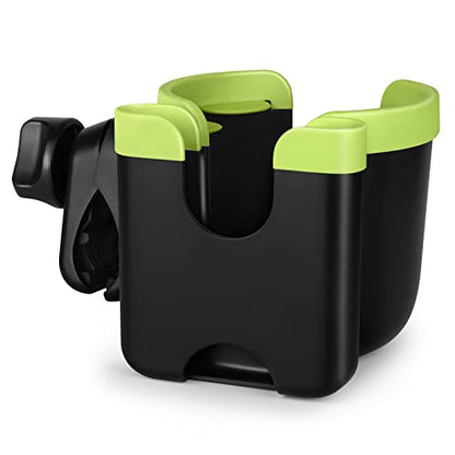 Accmor Stroller Cup Holder with Phone Holder, Bike Cup Holder, Universal Cup Holder for Uppababy Nuna Doona Strollers, 2-in-1 Cup Holder for Walker, Wheelchair, Scooter - color: Mix Green