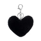 Cute Faux Rabbit Fur Ball Pom Pom Keychain Car Key Ring Handbag Tote Bag Pendant Purse Charm - color: Heart-black