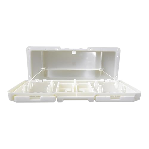 Pactrade Marine Boat Pontoon Yacht Storage Compartment Durable Standard Lightweight Lockable ABS Locking Plastic Glove Box White Spacious with Keys (White, with 2 Cup Holders & Keys) - style: White, With 2 Cup Holders & Keys