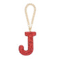 MECCANIXITY Bling Car Letter Charm, Initial J Letter Interior Car Rear View Mirror Decoration Hanging Crystal Ornaments for Women Bags Water Cup DIY Craft, Red - style: Letter J