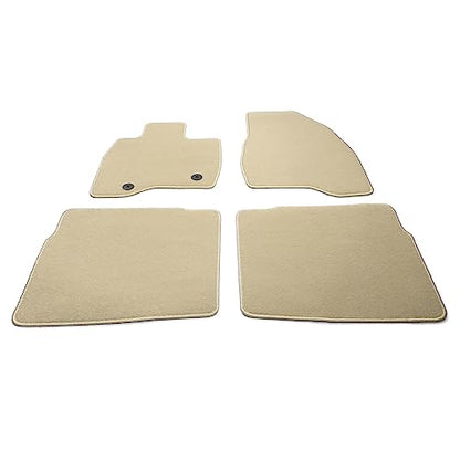 IKON MOTORSPORTS, Floor Mats Compatible with 2015-2019 Ford Explorer, Beige Nylon Front & Rear Row Liners Carpet 4PCS Full Set, 2016 2017 2018