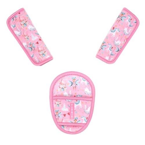 3 Pieces Car Seat Straps Pads for Kids, Ultra Soft Plush Car Seat Strap Covers for Kids, Carseat Shoulder Pad, Hip Support for Car Seats, Pushchair, Stroller.(Wizard Castle) - color: Wizard Castle