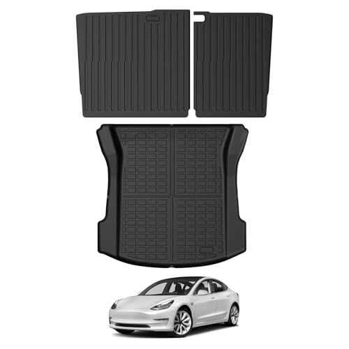 Mixsuper Cargo Liner for Tesla Model 3 2017-2023, All Weather Trunk Mat Backrest Mat TPE Back Seat Cover Protector for Model3 Accessories - size: 17-23 |Model3| Cargo & Backrest Mat