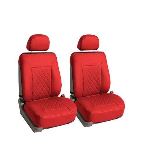 FH Group Deluxe Faux Leather Diamond Pattern Front Set Car Seat Cushions (Red) with Gift - Universal Fit for Cars, Trucks, & SUVs - color: Red