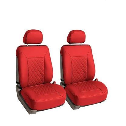 FH Group Deluxe Faux Leather Diamond Pattern Front Set Car Seat Cushions (Red) with Gift - Universal Fit for Cars, Trucks, & SUVs - color: Red