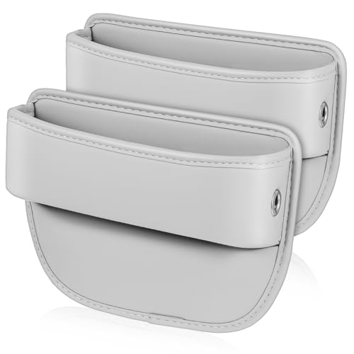 Healifty Car Seat Gap Filler Organizer: 2Pcs Leather Front Console Storage Box and Automotive Truck Interior Accessories for Women Men, Vehicle Holder between Seats