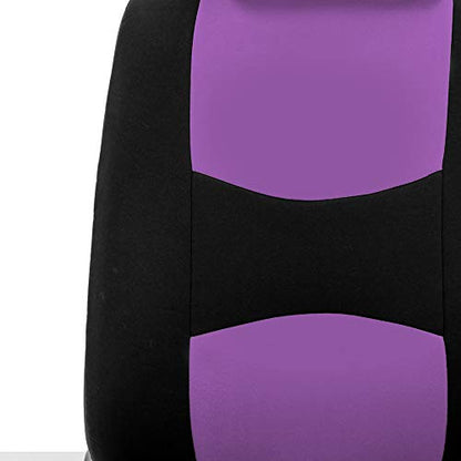 FH Group Flat Cloth Car Seat Covers Purple/Black - color: Purple