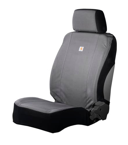 Carhartt Universal Nylon Duck Canvas Fitted Bucket Seat Cover, Durable Seat Protection with Rain Defender, Single, Gravel - color: Gravel, size: One Size