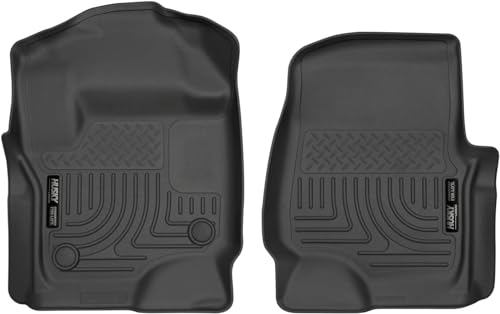 Husky Liners Weatherbeater Floor Mats | Fits 2017-2026 Ford F-250/F-350/F-450 SuperCrew (Crew Cab) & SuperCab (EXT Cab) w/Factory Carpet | Front Row, 2-pc Black - 13301