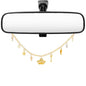 Rearview Mirror Hanging Ornament Gold Car Charm with Crown Cross Star Heart Feather Key and Cone Shapes Aluminum Cute Feminine Aesthetic Rearview Mirror Hanging Car Accessories for Women - style: Gold