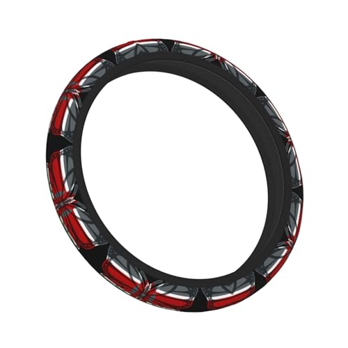 Butterfly Kenyan Flag Breathable Neoprene Steering Wheel Cover - Anti-Slip Floral Design Universal Fit for Cars/Trucks/Suvs (14.5"-15" Inch) - color: Butterfly Kenyan Flag