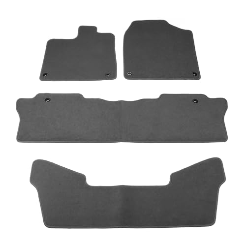 IKON MOTORSPORTS, Floor Mats Compatible with 2016-2022 Honda Pilot, Gray/Grey Nylon Car Auto Front Rear Carpets Liner 4PC Set Protector, 2017 2018 2019 2020 2021 - color: Gray