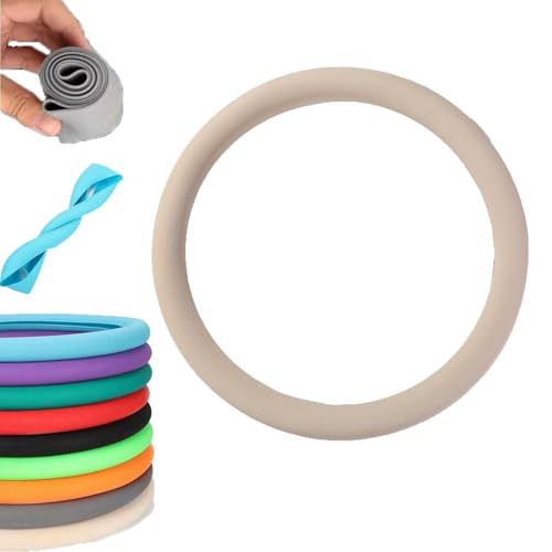 Car Steering Wheel Protective Cover, Cool Non-Slip Silicone Steering Wheel Protector, Universal Fit for Most Cars(Beige) - color: Beige
