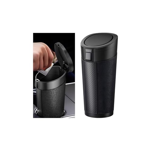 Car Trash Can, Leakproof Mini Automotive Garbage Bin Side Door Cup Holder Dustbin with Lid, Vehicle Interior Storage Organizer Accessories, Universal for SUV, Sedan, Truck (Black)