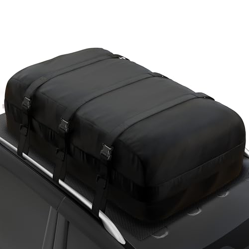 iBirdie Roof Rack Cargo Carrier 18.1 Cubic Feet, Soft-Shell Rooftop Cargo Box, Waterproof Heavy Duty 1200D for Car with/Without Roof Rack, Includes Anti-Slip Mat, Door Hooks, 46x34x20 inches - size: 46"x34"x20" 18.1 Cubic feet