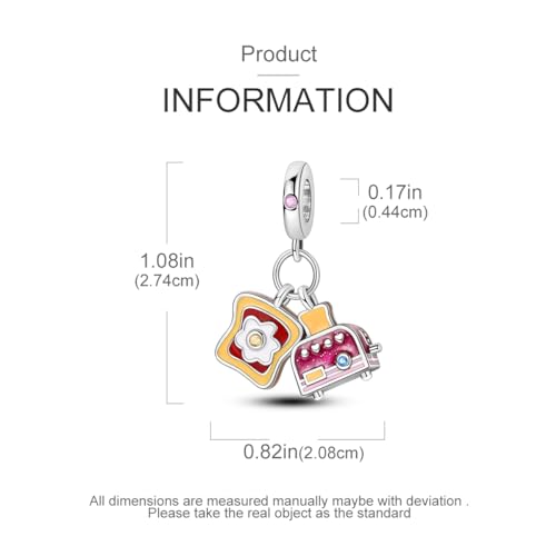 NARMO Charms for Bracelets 925 Sterling Silver Star Dangle Charms Car Keys Lipstick Dangle Charm Beads for Women Bracelets Necklace - color: Roast Toast
