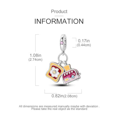 NARMO Charms for Bracelets 925 Sterling Silver Star Dangle Charms Car Keys Lipstick Dangle Charm Beads for Women Bracelets Necklace - color: Roast Toast