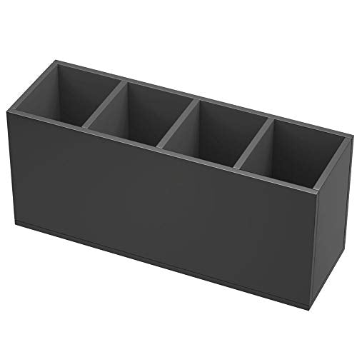 NIUBEE Acrylic Pen Holder 4 Compartments, Black Pencil Organizer Cup for Countertop Desk Accessory Storage (Black) - color: Black, size: 4 Cube