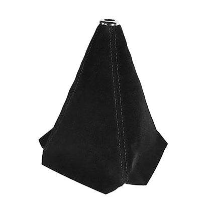 BESULEN Car Shift Boot Cover, Suede Leather Shift Knob Boot Dust Cover, Manual/Auto Shifter Boot Sleeve Replacement, Handbrake Gaiter Boot Dust Cover Car Interior Accessories, Black/Black - color: Black/Black