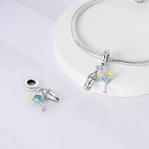 NARMO Charms for Bracelets 925 Sterling Silver Star Dangle Charms Car Keys Lipstick Dangle Charm Beads for Women Bracelets Necklace - color: Blue Enchantress