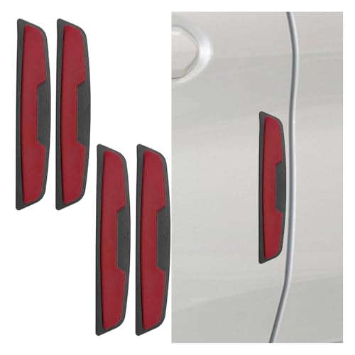 Craedli 4PCS Car Door Edge Guards Protector, Anti-Scratch Car Door Self Adhesive Anti-Collision Trim Strip Auto Side Door Protector, Universal Auto Body Bumper Guard for Cars SUV Truck(Black&Red) - color: Black&Red