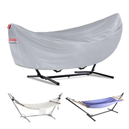Waterproof 11-12 Hammock Cover, 210T Sun Rain UV Dust Snow Protection Outdoor Covers with Windproof Straps & Soft Cotton Lining for Hammock with 55 inch Spreader Bars -Silver - color: 11ft Hammock Cover-silver