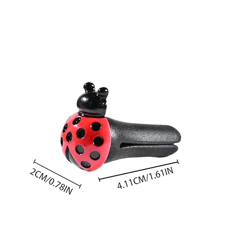 6-Pack Ladybug Car Vent Clips, Cute Insect-Shaped Dashboard Vent Decorations, Car Interior Accessories for Cars, Trucks & SUVs (Black, Unscented)