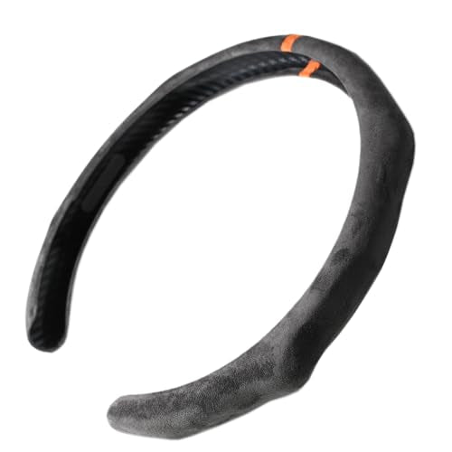 Quick Install Sporty Suede Steering Wheel Cover with Orange Stripe for 14½ to 15 inches Car Sedan Coupe SUV Pickup Steering Wheel 14.5 to 15 inches - color: Black+Top Orange Stripe, size: Suede