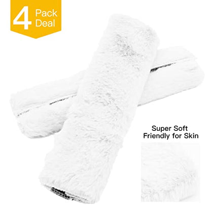 4Pack Seatbelt Covers for Kids,Seat Belt Cushion Cover,Infant Baby Car Seat Neck Shoulder Strap Pads,Soft Newborn Carseat Stroller Straps Covers Accessories(White) - color: White