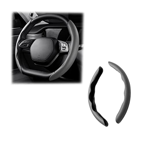 LoyaForba Car Steering Wheel Cover, Universal 15 Inch Leather Segmented Auto Steering Wheel Protector, Anti-Slip and Soft Breathable, Car Interior Accessories for Most Vehicle, SUV, Truck (Gray) - color: Gray