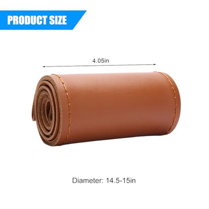 Genuine Leather Car Steering Wheel Cover, DIY Sewing Stitch on Wrap Auto Wheel Cover with Needle Thread, Breathable Anti-Slip Vehicle Steering Stitching Protector, Universal Fit (Brown/Glossy) - color: Brown/Glossy