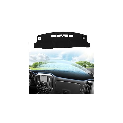 Cartist Black Dash Cover for 2014-2018 Chevrolet Chevy Silverado/GMC Sierra 1500&2015-2019 Silverado/Sierra 2500HD 3500HD Accessories,Anti-Glare Non-Slip Suede Dashboard Cover Mat - size: 63.78*18.50(Silverado/Sierra 14-18)
