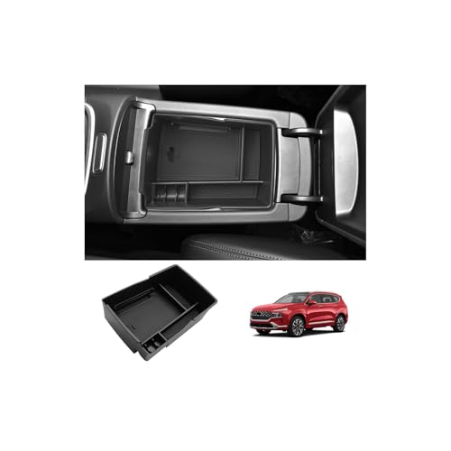 LUWU Center Console Organizer for 2021 2022 2023 Hyundai Santa Fe SE/SEL/XRT/Limited/Calligraphy Accessories Armrest Console Tray Storage Box ABS Material 2022 2023 Santa Fe Accessories Black - color: 2021-2023 Santa Fe Armrest Organizer