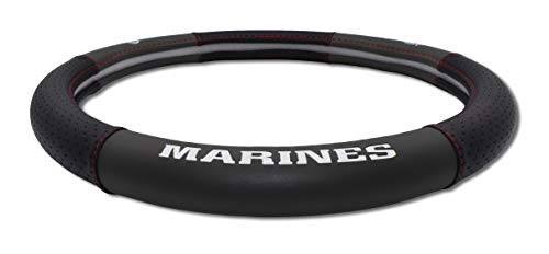 Elektroplate Officially Licensed US Marine Corps Premium Steering Wheel Cover - Medium Size - Fits Mid-Size SUVs and Trucks with Diameter 14.7” to 15.4”