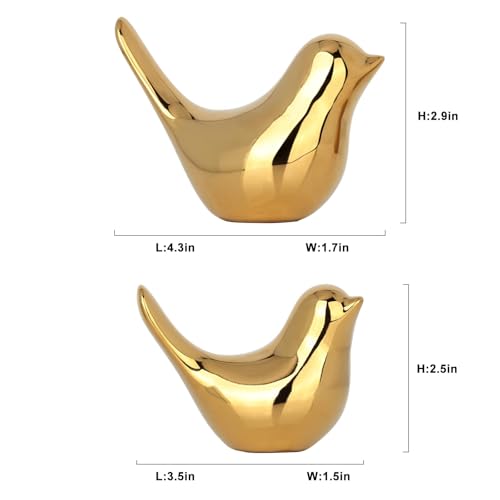 2 Pcs Gold Decor Accents,Small Animal Statues,Modern Home Decorative, Birds Sculpture, Ornaments for Shelf, Bookshelf, Coffee Table,Knick Knacks Home Decor for Shelves(Gold Bird)
