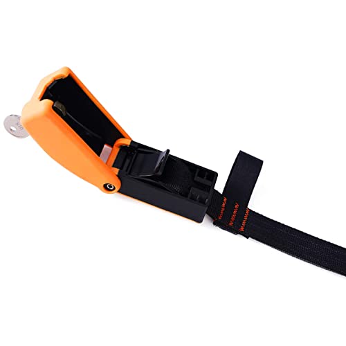2 Pack Lockable Tie Down Strap, with 3 Stainless Steel Cables, for Lashing Locking Kayak, Bike, Surfboard, 10 Feet Each - color: Orange
