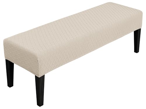 SPRINGRICO Stretch Dining Bench Cover, Removable Bench Slipcover Washable Bench Seat Protector Rectangle Bench Cover for Dining Room, Living Room, Bedroom, Kitchen (S2-Beige) - color: S2-beige