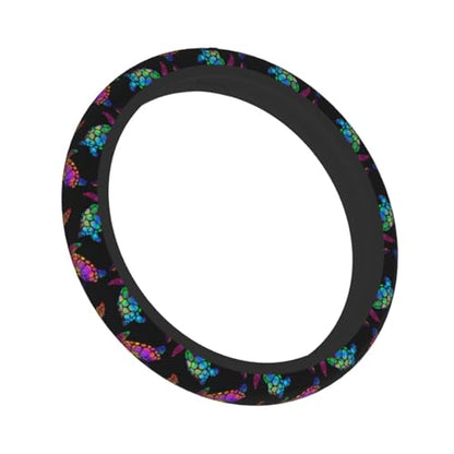 Sea Turtle Steering Wheel Cover with 2 Car Coasters Non Slip Neoprene for Women Men Universal 15 Inch - color: Sea Turtle