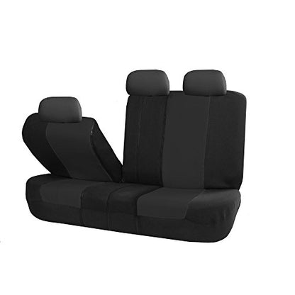 FH Group Full Set Cloth Car Seat Covers - Universal Fit, Low Back Front Seat Covers, Airbag Compatible, Split Bench Rear Seat, Washable Seat Cover for SUV, Sedan, Van, Black - color: Black, style: Full Set