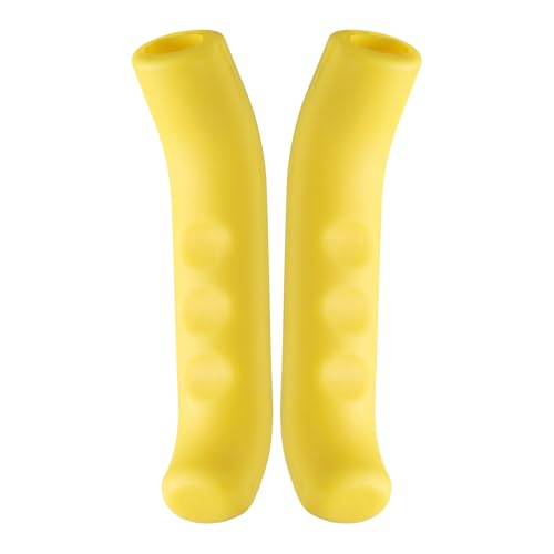 HARFINGTON 1 Pair Bike Brake Lever Cover Silicone Brake Lever Grip Protector Anti-Slip Brake Handle Protection Covers Sleeve for Mountain Road Bike Cycling, Yellow - color: Yellow
