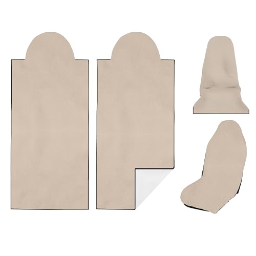 2 Pack Car Seat Towel Covers, Sweat Protector for Front Seats, Premium Thickened Microfiber with Elastic Strap, Breathable & Quick Dry, Machine Washable Cover for Gym Running Beach Universal Fit Beige - color: Beige