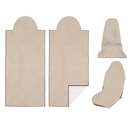 2 Pack Car Seat Towel Covers, Sweat Protector for Front Seats, Premium Thickened Microfiber with Elastic Strap, Breathable & Quick Dry, Machine Washable Cover for Gym Running Beach Universal Fit Beige - color: Beige
