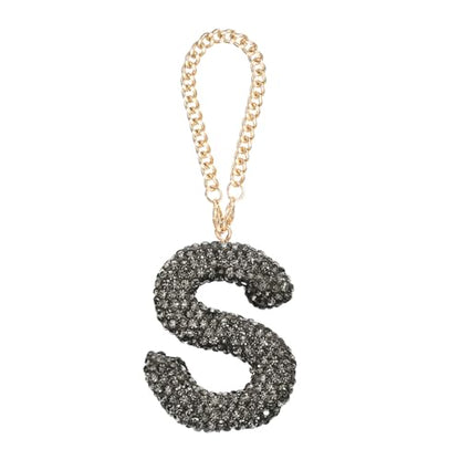 MECCANIXITY Bling Car Letter Charm, Initial S Letter Interior Car Rear View Mirror Decoration Hanging Crystal Ornaments for Women Bags Water Cup DIY Craft, Gray - style: S Letter