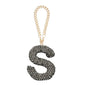 MECCANIXITY Bling Car Letter Charm, Initial S Letter Interior Car Rear View Mirror Decoration Hanging Crystal Ornaments for Women Bags Water Cup DIY Craft, Gray - style: S Letter