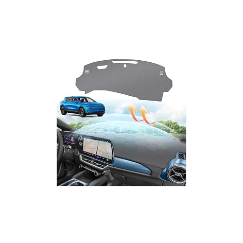 Upgraded Gray Dashboard Cover for 2025-2026 Chevy Equinox EV Accessories,Custom Fit Dash Cover Carpet Sunshade Pad UV Protection Anti-Glare Non-Slip【Sensor Friendly】 - size: 25+Equinox EV Dash Cover(Gray)