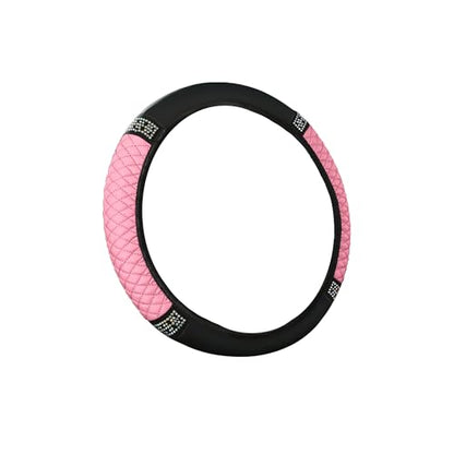 Bling Car Steering Wheel Cover, 15 Inch Rhinestones Soft Leather Elastic Steering Wheel Protector, Universal 15 Inch for Women Girls, Fit Vehicles, Sedans, SUVs, Vans, Trucks (Pink) - color: Pink