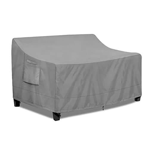 PureFit Outdoor Couch Cover Waterproof Patio Sofa Furniture Covers, 2-Seater Outdoor Loveseat Cover with Air Vent and Handles, 60W x 35D x 35H Inches, Gray - color: Grey, size: 60"w X 35"d X 35"h