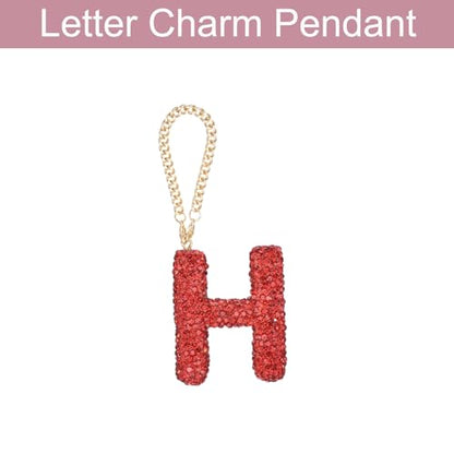 MECCANIXITY Bling Car Letter Charm, Initial H Letter Interior Car Rear View Mirror Decoration Hanging Crystal Ornaments for Women Bags Water Cup DIY Craft, Red - style: Letter H