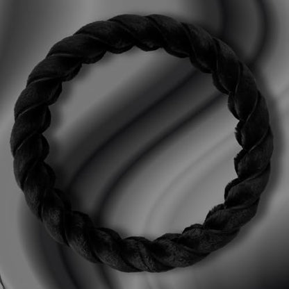 Fluffy Car Steering Wheel Cover, Luxury 14.5-15" Anti-Slip Round Fuzzy Twisted Fur Cute Steering Wheel Protector, Soft Warm Plush Steering Wheel Cover for Women Girls, Car Auto Accessories (Black)