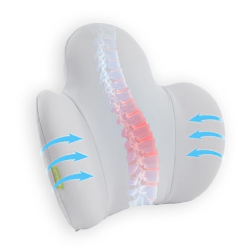 Lumbar Support Pillow for Office Chair, Gaming Chair, Car Driver Seat Back Cushion, Bed & Couch, Gifts for Friends and Parents,Ergonomic Back Support Pillow with Comfortable Memory Foam(Grey) - color: Grey